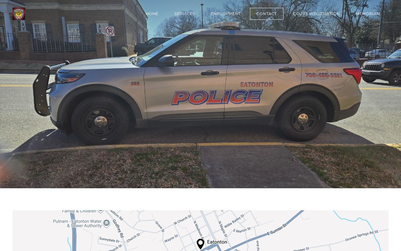 Eatonton Police headquarters contact page in Putnam County